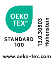 STANDARD 100 by OEKO-TEX® label, number 13.0.30503 Hohenstein.