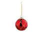 Red Christmas bauble with a shimmering gold net pattern.