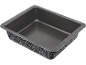 Dark baking pan with light speckles on the exterior