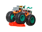 White and green monster truck with 'RAMBLIN WRECKER' on an orange base.