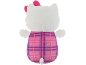 White plush toy with a pink bow and a pink, blue, yellow plaid dress.