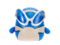 Blue toy figure with silver sunglasses and white details.
