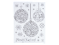 Silver glitter stickers with Christmas baubles, snowflakes, and 'Merry Christmas!' text.