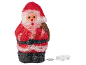 Christmas decoration shaped like Santa Claus made of clear material with red and black details.