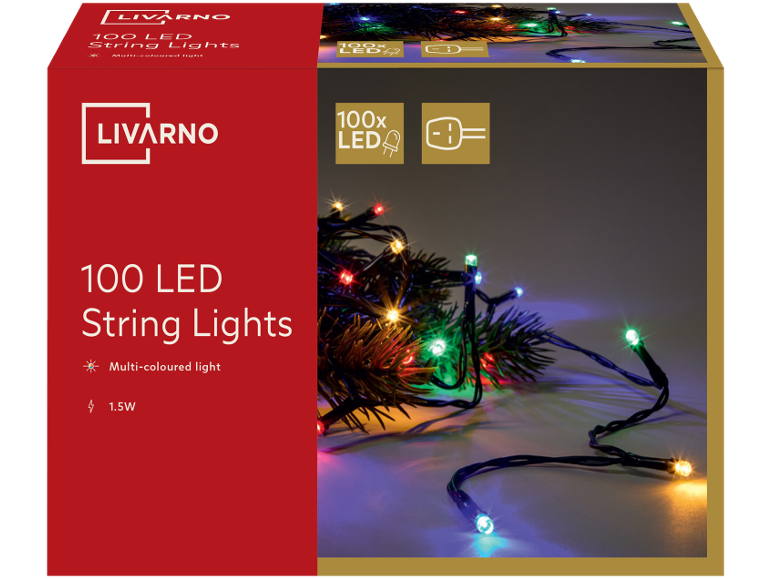 Livarno 100 LED string lights, multi-coloured, 1.5W.