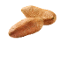 Two sweet potatoes with light brown skin on a black background
