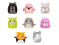 Seven plush animal figures with one mystery figure.