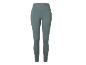 Women's grey-green leggings with a pattern on the lower part.