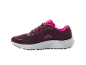 Women's running shoes in burgundy and fuchsia with a white sole.