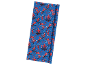 Blue gift wrapping paper with a repeating Spider-Man pattern in various poses.