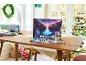 Advent calendar with toy figures on a wooden table, with Christmas decorations.
