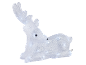 White illuminated reindeer decoration with antlers, lying down