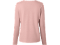 Pink long-sleeved top with a round neckline, back view.