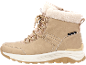 Beige hiking boots with laces and faux fur lining, waterproof.