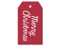 Red Christmas gift tag with the text Merry Christmas