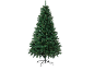 Green artificial Christmas tree with a black metal stand.