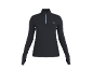 Black long-sleeved sports top with a zipper and thumbhole.