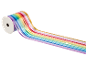 Rainbow-colored gift ribbon spool.