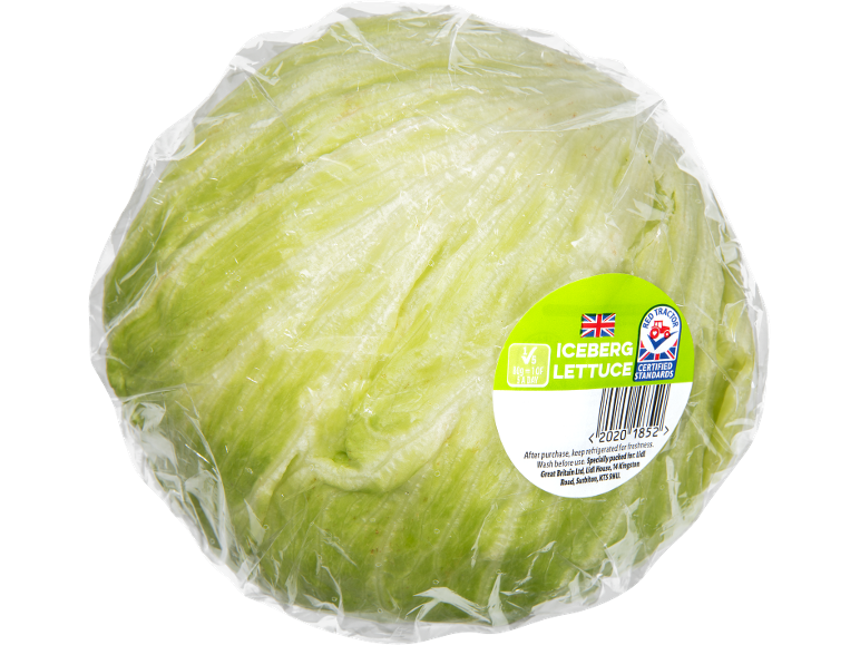 Packaged iceberg lettuce.