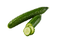 Fresh cucumbers, one whole and one sliced.