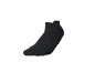 Single black ankle sock with textured fabric, viewed from the side.