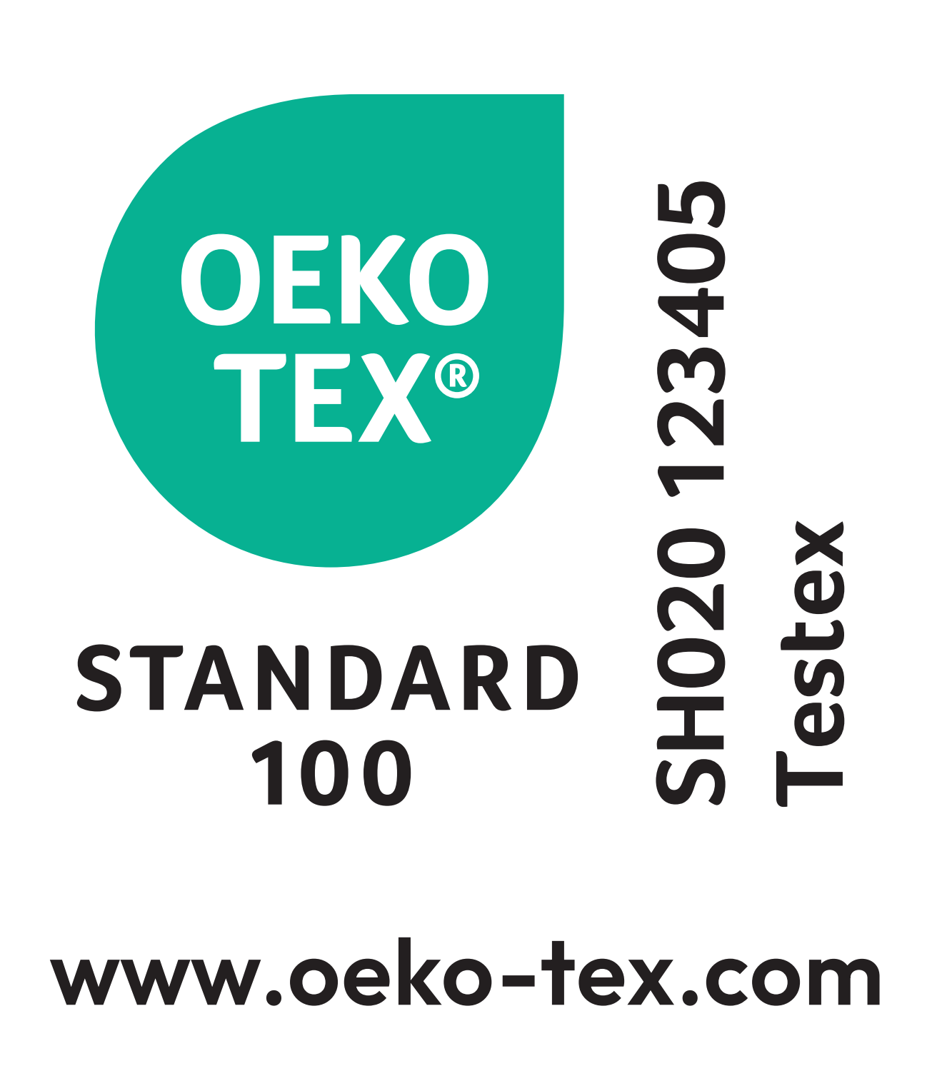 STANDARD 100 label, SH020 123405 Testex, www.oeko-tex.com