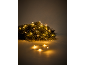 Christmas garland with warm white LED lights on a dark background.