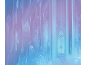 An ice palace interior with a large door featuring a snowflake design, surrounded by ice shards.