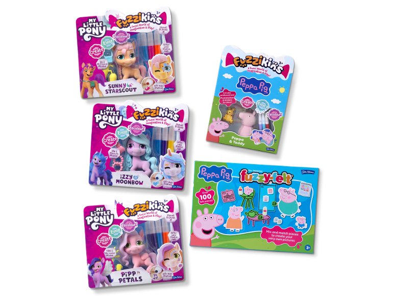Coloring and craft sets for children featuring various characters.