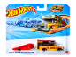 Hot Wheels Track Fleet toy pickup truck with camper shell and trailer