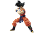 Action figure of a cartoon character in an orange and blue outfit in a fighting stance.