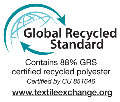 Global Recycled Standard: Contains 88% GRS certified recycled polyester. Certified by CU 851646.