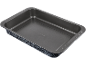 Rectangular baking pan with a dark, speckled exterior and a gray non-stick coating.