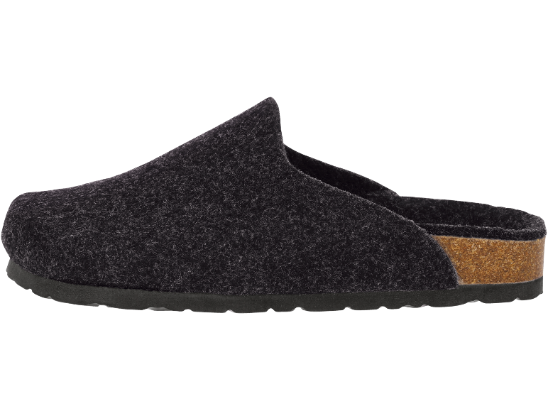 Dark grey felt slipper with cork sole