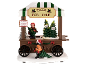 Christmas decoration of a Christmas tree selling cart with prices and figures.