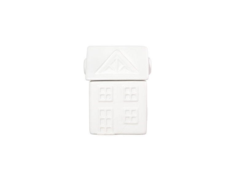 White house-shaped ceramic jar