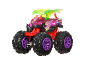 Purple monster truck with green wings and a dragon pattern, on a black background.