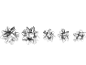 Five silver gift bows of varying sizes on a black background.