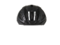 Black bicycle helmet with reflective stripes on the back