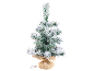 Small artificial Christmas tree with snow effect and burlap base