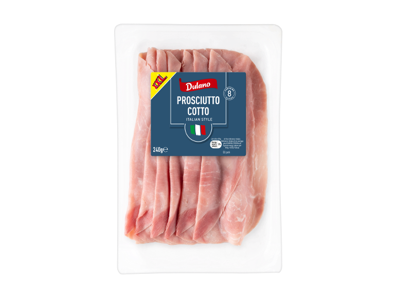 Packaged sliced cooked ham, 240g, 8 slices, XXL size, Italian style
