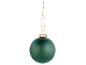 Matte green Christmas bauble with a golden hanger.