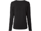Black women's long-sleeved blouse, back view.