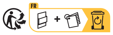 FR recycling label: packaging and leaflet into the recycling bin.
