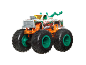 White and green toy monster truck with 'Ramblin Wrecker' text and an orange chassis.