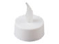 White LED tealight candle with a flame-shaped top on a black background