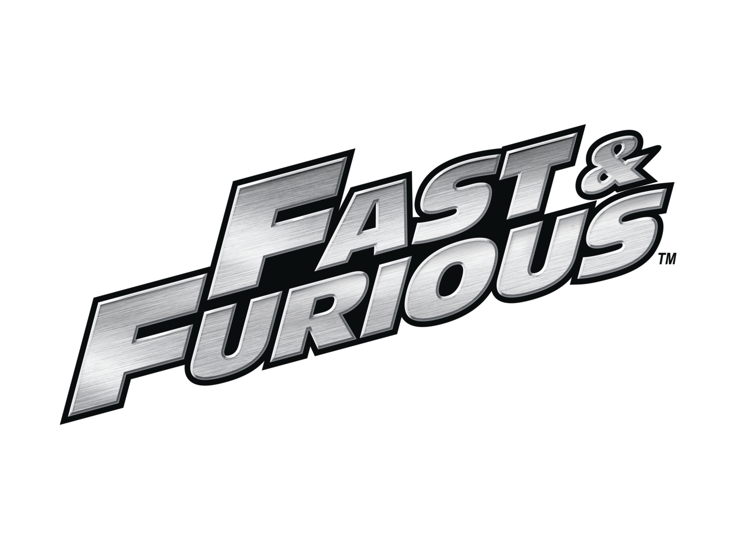 Metallic logo with the text “Fast & Furious”.