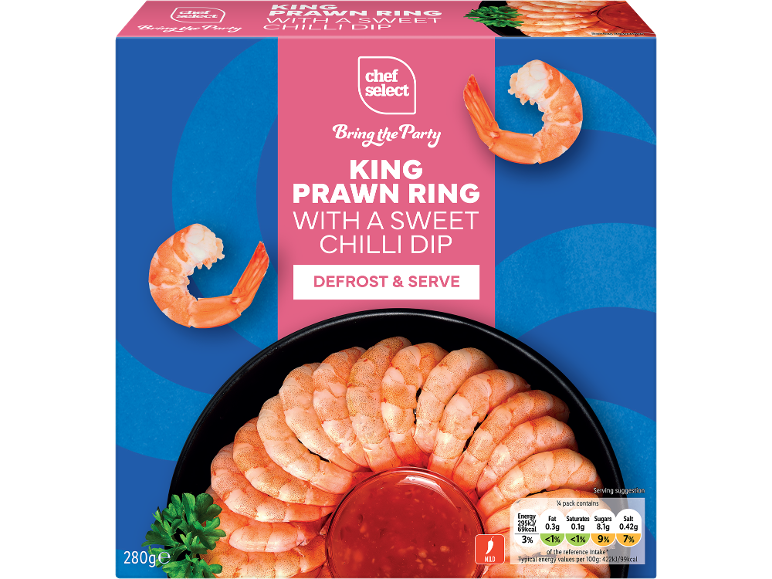 Partytime king prawn ring with a sweet chilli dip.