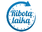 Blue clock-shaped logo with the text 'Ribotą laiką'.