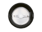 Inside of a coffee grinder with a blade and stainless steel bowl.